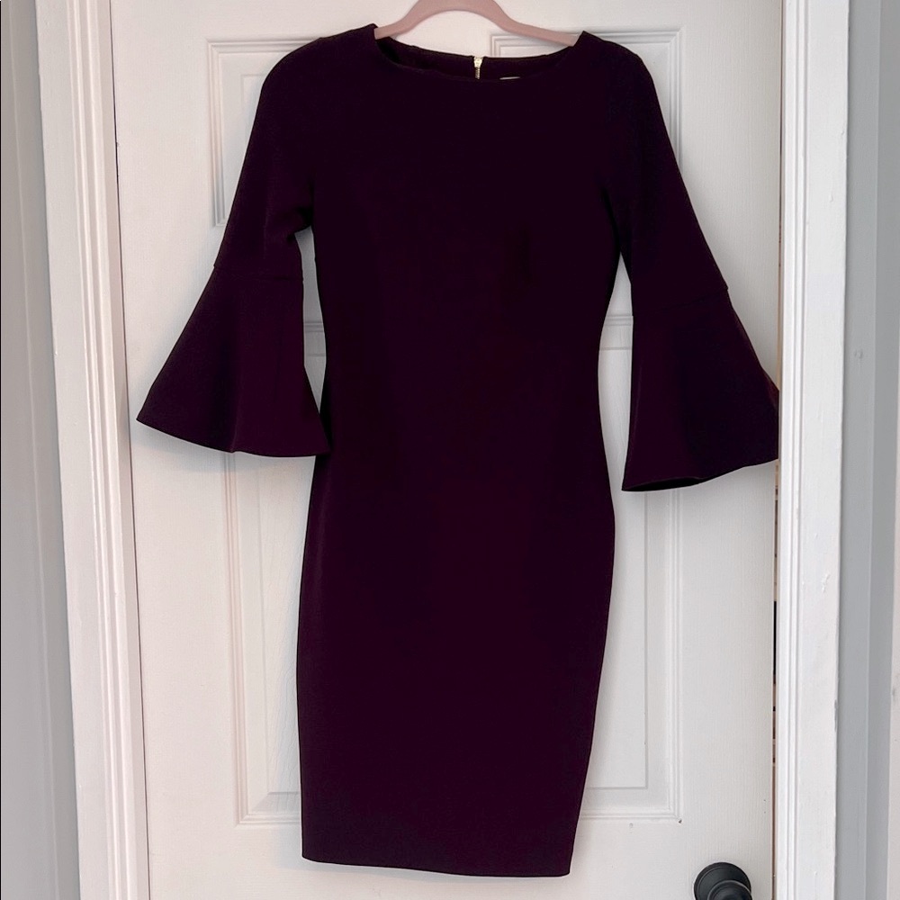 Calvin Klein Burgundy Bell Sleeve Dress